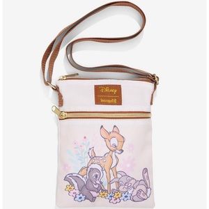 NWT Loungefly Disney Bambi Friends & Flowers Passport Crossbody Bag.